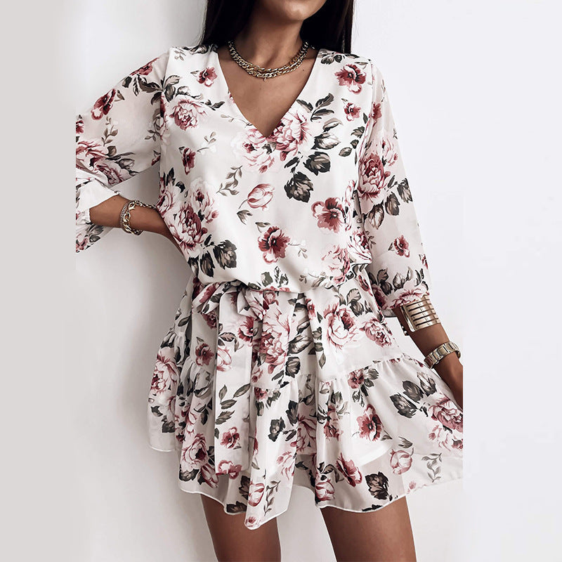High Waist Printed Dress