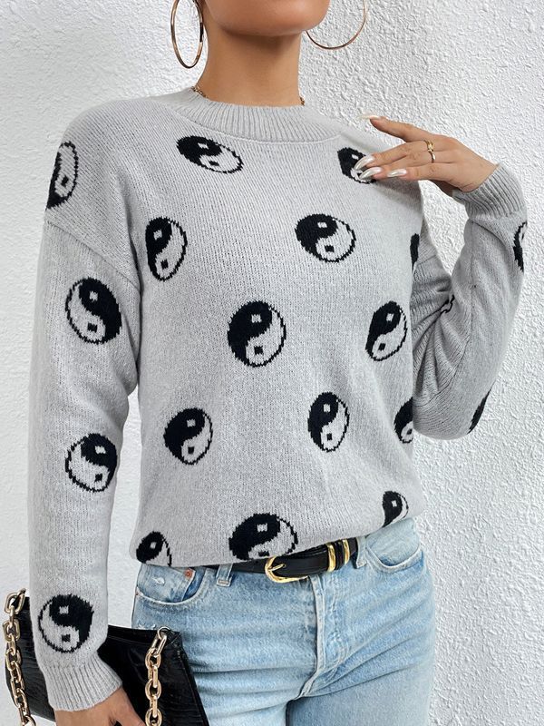 Jacquard Round Neck Sweater
