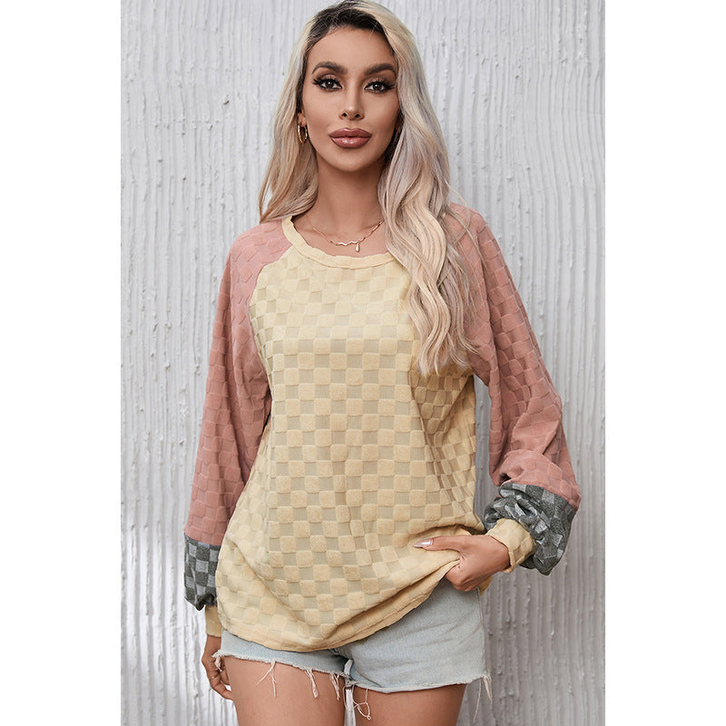 Maglione con texture a scacchiera