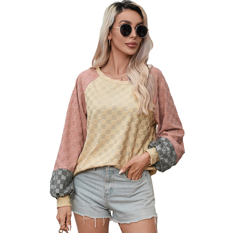 Maglione con texture a scacchiera