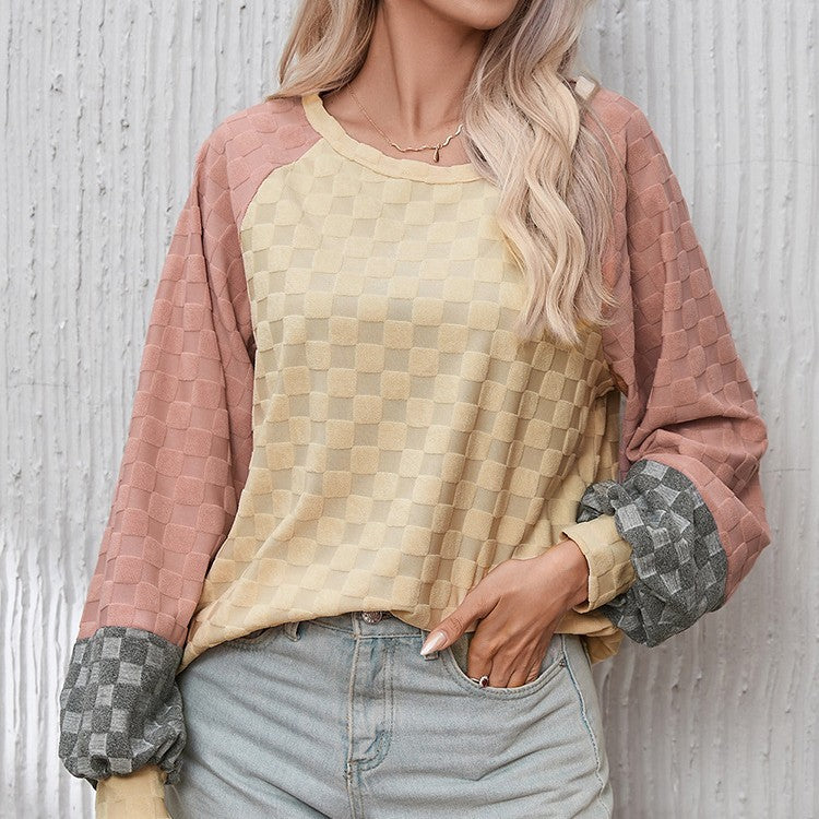 Maglione con texture a scacchiera