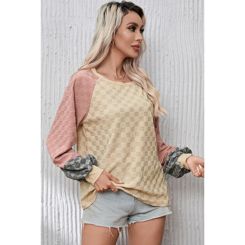 Maglione con texture a scacchiera