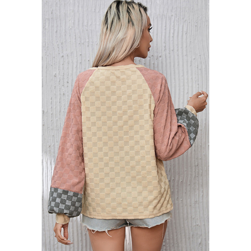 Maglione con texture a scacchiera