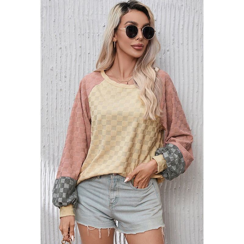 Maglione con texture a scacchiera